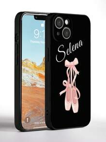 1 pieza Funda de teléfono personalizada con nombre, Funda de teléfono móvil personalizada con zapatos de ballet rosa, Funda de teléfono personalizada para bailarina, Funda de teléfono TPU, Protección antichoque para su teléfono, Serie de teléfonos, Funda para Phone Pro/Pro Max/X/XR/XS/XS Mini/Max, Regalo único para ella, Regalo de cumpleaños, Novia, Amante, Esposa, Amigos, Ideal para bailarina