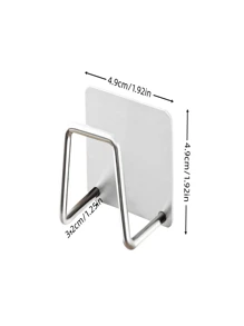 1pc No Drill Sponge Holder Stainless Steel Sponge Drain Rack Steel Wire Ball Cloth Storage Rack Kitchen Sink Organizer Rack - Silver - View 2