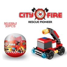 12/24PCS Fire Truck Building Blocks Surprise Egg Toys, Collecatble And Fun Interlocking Construction Toy For Easter Party Gift Exchange, Student Reward Points Gifts Room Decoration