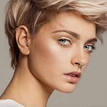 SENLANSP 1pc G23 Titanium Nose Septum Horseshoe Ring With Settings, Spiral Ear Plugs, Ear Cuff, Eyebrow, Lip Clip, Universal For And Women