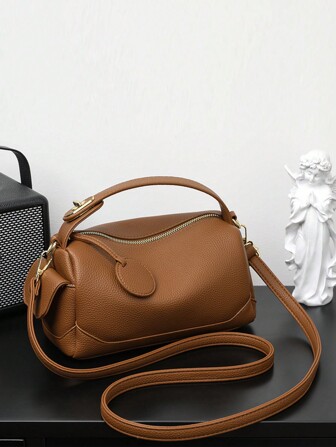 1pc Solid Color Large Capacity Multi Pocket Diagonal Bag Handbag Suitable For Women Daily Use Crossbody Bag Handbag