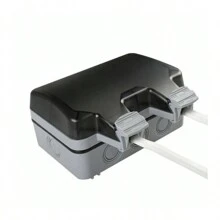 Tapsin Waterproof Outdoor Double Pole Switched Socket Box Electrical External Safe Plug 2gang IP66 With Lid - Grey - View 4