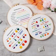 Juego de inicio de bordado Ojindiy que incluye 3 piezas, con 1 aro para bordar de 7,9 pulgadas para la práctica de novatos. - Multicolor - Ver 4