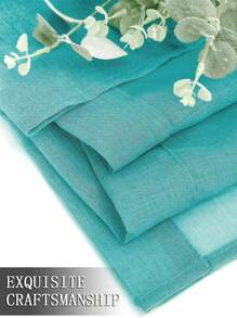 2 Panels Solid Color Window Sheer, Removable Translucent Decorative Curtain, Bedroom Living Room Privacy Curtain - malachite green - View 6