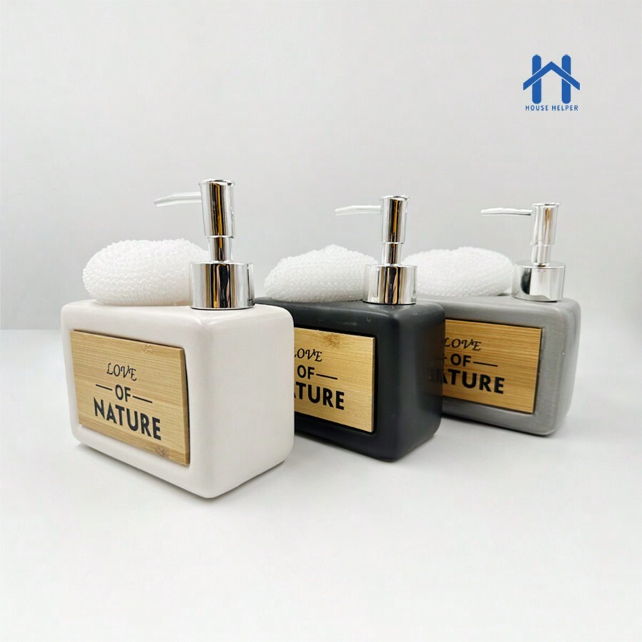 Liquid Soap Dispenser 480ml With Ceramic Sponge And Silver Valve For