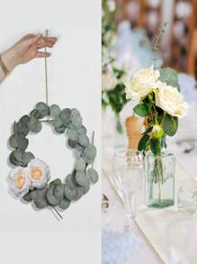 15/30/60pcs Artificial Silver Dollar Eucalyptus Leaves Branches, Bulk Fake Silver Dollar Eucalyptus Greenery Decor, Faux Eucalyptus Stems For Wedding Floral Centerpieces, Bouquets, Flower Arrangements - Green - View 7