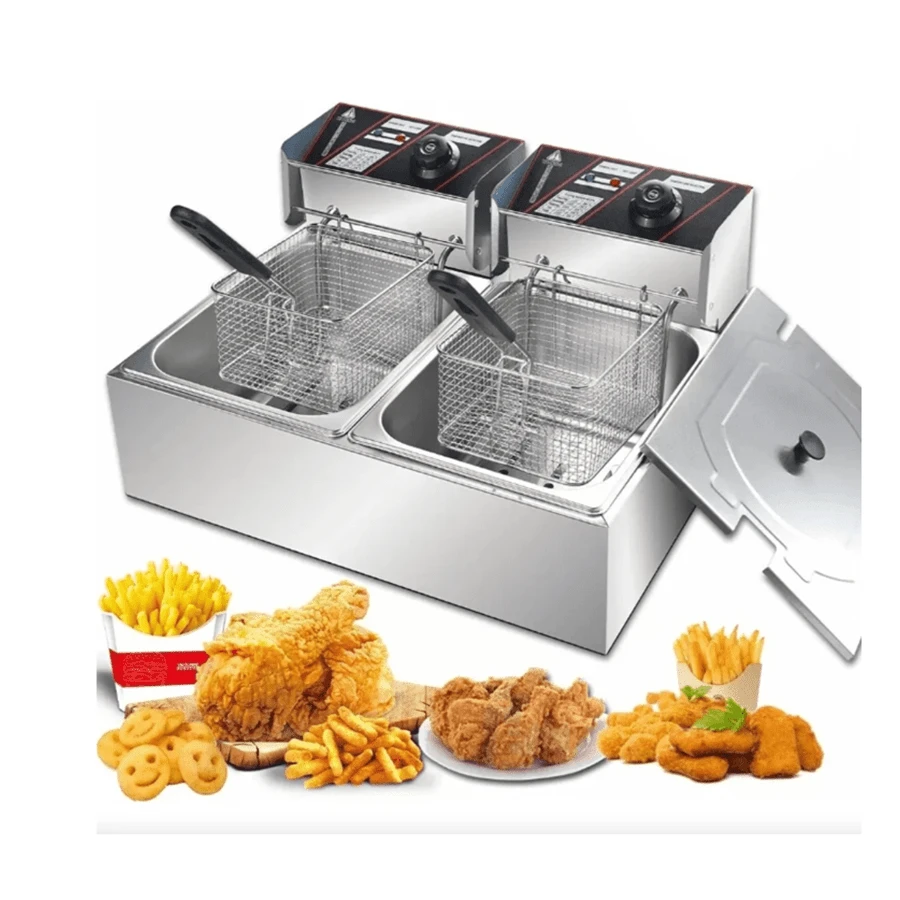 Automatic Electric Oil Fryer 12L Large Capacity Stainless Steel - Silver - View 1