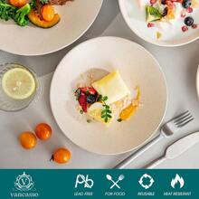 vancasso 16-częściowy zestaw naczyń obiadowych z kamionki, beżowy talerz, półmatowe zestawy obiadowe z sezamem, serwis dla 4 osób