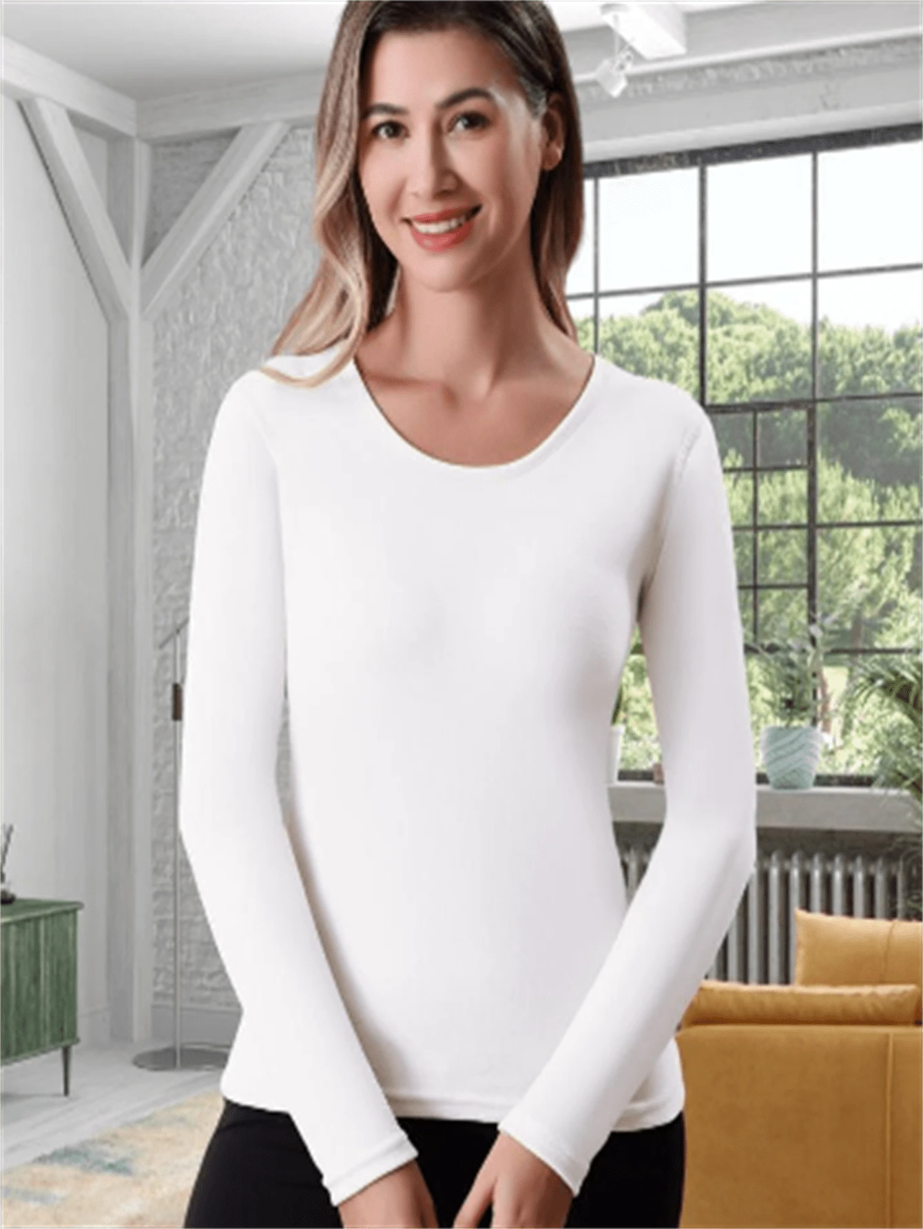 Women Thermal Underwear Tops - White - View 1