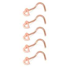 5 Stücke Nasenstecker-set Aus 316l Edelstahl Mit Cut Out Herz Für Frauen Und Mädchen, Hypoallergener Nasenstift Mit Schraube Für Den Körper, Piercingschmuck, Geeignet Für Das Tägliche Tragen Auf Partys