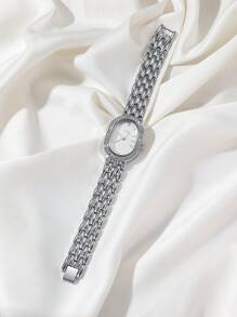 1pc Fashionable Elegant Classic & Versatile Women's Quartz Watch With Rhinestone Decoration & Bracelet Strap, Suitable For Daily Use As A Gift For Students Returning To School