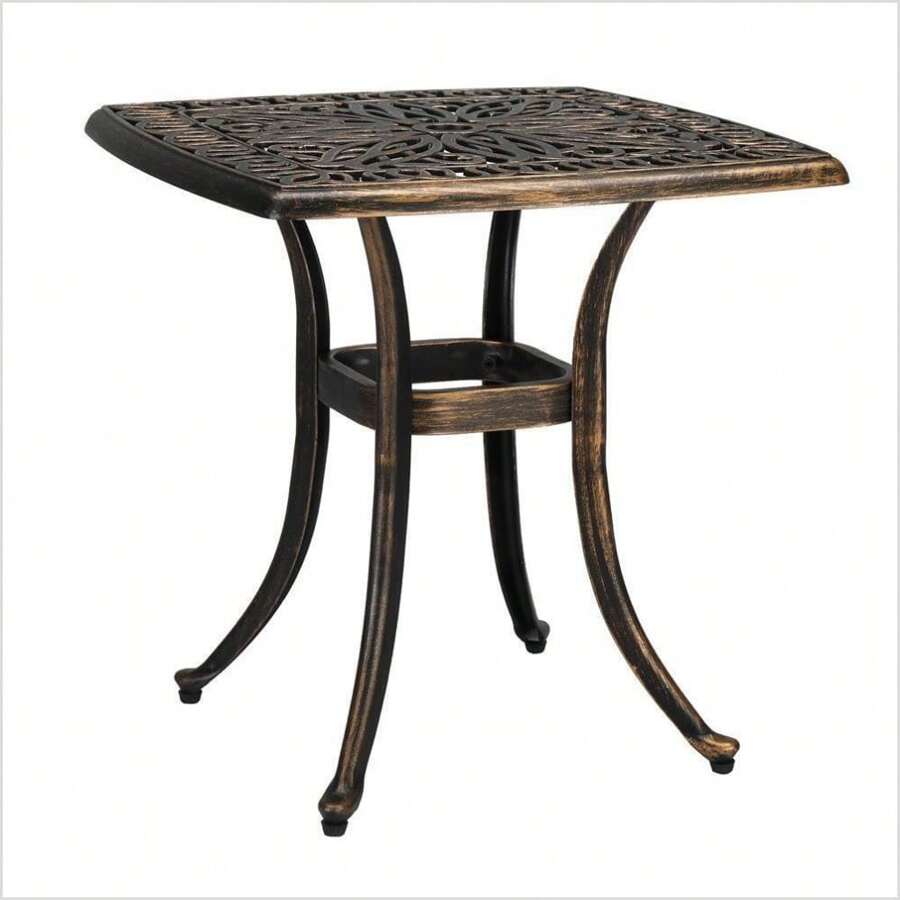Outdoor Coffee Dining Table 21 Inch Square Garden Cast Aluminum Table