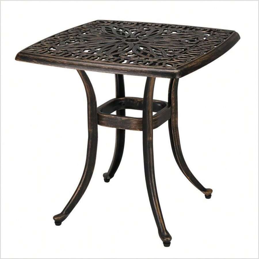 Outdoor Coffee Dining Table 21 Inch Square Garden Cast Aluminum Table
