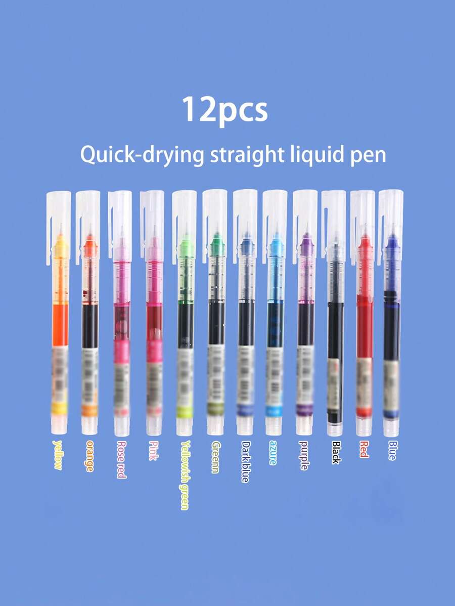12pcs Liquid Gel Ink Ballpoint Pens, Large Capacity Smooth Writing Pens