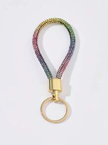 Nuevo Llavero con correa de mano con incrustaciones de rhinestone, llavero de cuerda de cuero con incrustaciones de rhinestone de alta gama, colgante decorativo para bolsos, creativo y festivo, adecuado para uso diario, accesorios de teléfono y automóvil, llavero para mochila escolar, accesorios góticos y Y2k, ideas de regalo para el Día del Maestro y Navidad - Multicolor - Ver 7