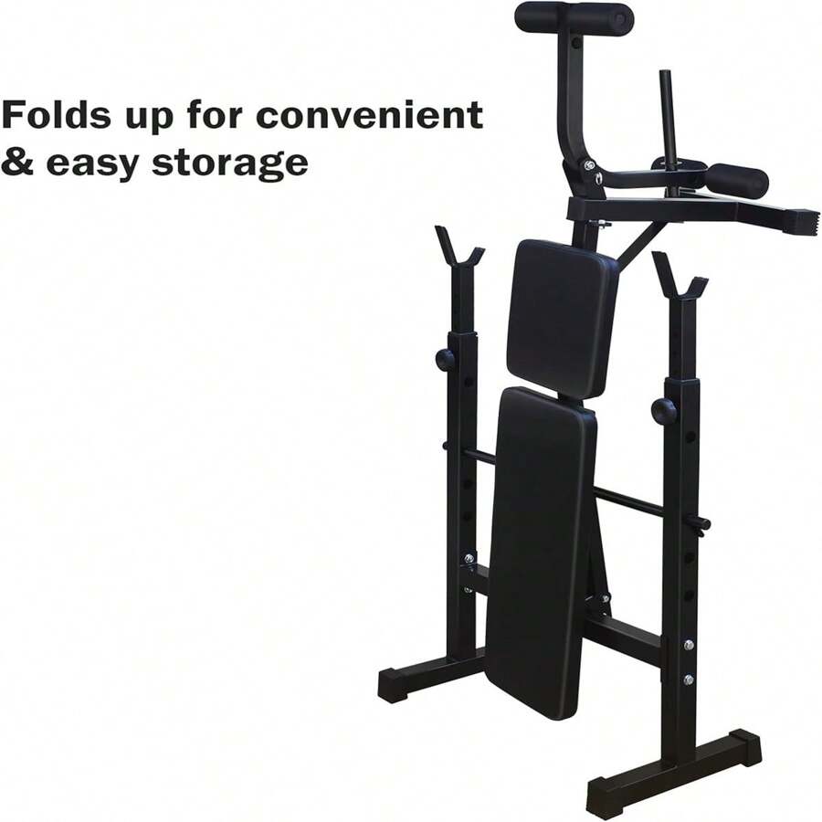 AllInOne Weight Bench Set With Deep Squat Rack, Adjustable Features