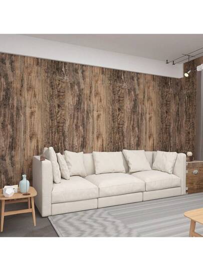 Roll Of 10m Grijs Wood Grain Self Adhesive Wallpaper Bruin DIY Waterproof Oil Proof Stickers Kitchen Easy To Take Care Removable Contact Paper Cabinets Tafel Tops Cabinet Doors Furniture Renovation Bedroom Living Room view 4