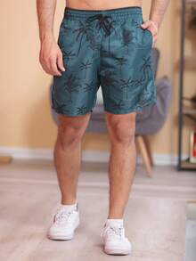 Men Beach Shorts - Dark Green - View 3