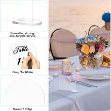 Arch Acrylic Table Sign Clear Acrylic Table Numbers DIY Blank Acrylic Sign With Stand Arched Table Signs For Wedding Meetings Events Restaurant Office - Transparent - View 3