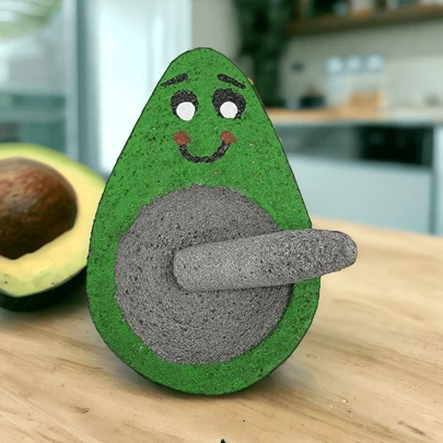Mini Mortero Molcajete Decorativo Aguacate Piedra Volcánica Pequeño Salero Pimentero Triturador Ajos Mesas Decoración de Restaurante Recuerdos