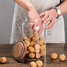 1 pieza Frasco grande de vidrio con tapa hermética para harina, granos, café, pasta y talla grande, herramienta de cocina, utensilios de cocina, accesorios de cocina, suministros de cocina del hogar, botella de vidrio