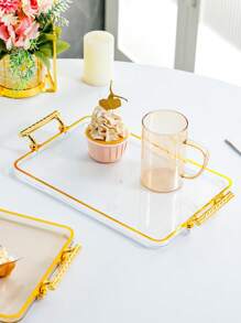 1入組矩形托盤，適用於客廳咖啡桌，茶點、下午茶、水果、小吃和收納等 - 無色 - 查看 8