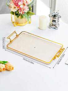 1入組矩形托盤，適用於客廳咖啡桌，茶點、下午茶、水果、小吃和收納等 - 無色 - 查看 2