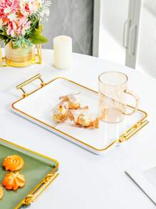 1入組矩形托盤，適用於客廳咖啡桌，茶點、下午茶、水果、小吃和收納等 - 無色 - 查看 5