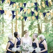 1pc Navy Blue Gold And Beige Party Decorations Royal Blue Gold Triangle Flag Pennant Banner Bunting For Graduation Birthday Wedding Shower Nautical Party Decorations Supplies