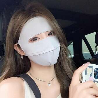 1pc Ice Silk Full Face Mask For Women, Sunscreen And UV Protection, Breathable Bikini Design, Suitable For Summer
