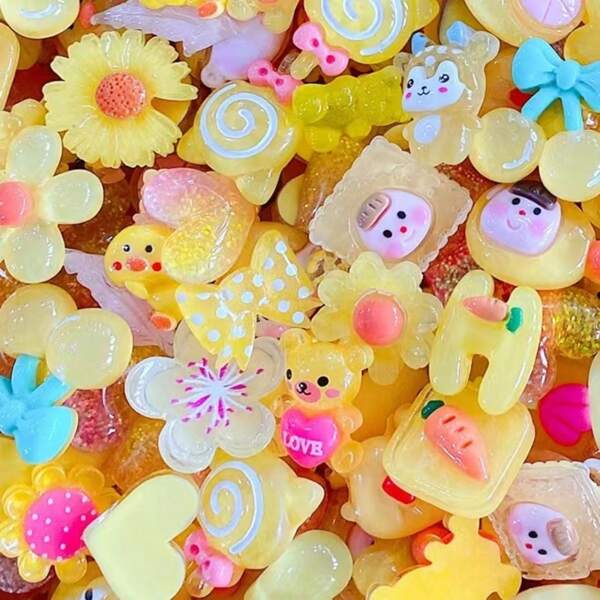 6/10/20pcs Cute Same Color DIY Charms Series Resin Decoration For DIY Crafting Earring Necklace Bracelet Anklet Jewelry Making Keychain Phone Case Hairpin Accessory Making Supplies