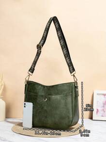 Retro Style Bucket Bag For Women, Strap Crossbody Bag, Vagan Leather Hobo Bag With Guitar Strap Wide Embroidered Purse Straps For Women - Perfect For Crossbody Bags, Gym Bags, Totes, And More!