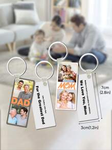 1 Peça Chaveiro Personalizado com Foto da Família, Chaveiro Personalizado da Família, Chaveiro Gravado, Brinde Gravado, Brinde Único para Ela, Ideal para Dia das Mães, Dia dos Pais, Amigos, Animais de Estimação, Avós, Crianças, Formatura, Casamentos, Natal, Inverno, Outono, Acessórios de Natal, Chaveiro Personalizado