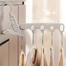 1pc Foldable 5-Hole Clothes Hanger, Portable Indoor Clothes Drying Rack For Travel Hotel Dormitory - White - View 1