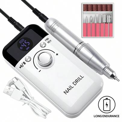 45000轉/分專業美甲磨光機，附帶可攜式去死皮工具的電動指甲鑽