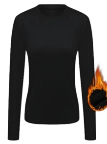 Women Thermal Underwear Tops - Black - View 2