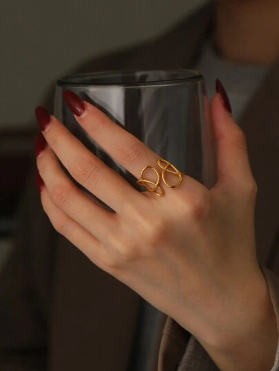 Fashionable Minimalist Style Stainless Steel Open Ring, Ins Design