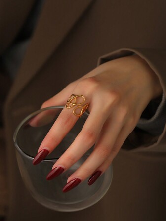 Anillo abierto de acero inoxidable con estilo minimalista y de moda, diseño innovador