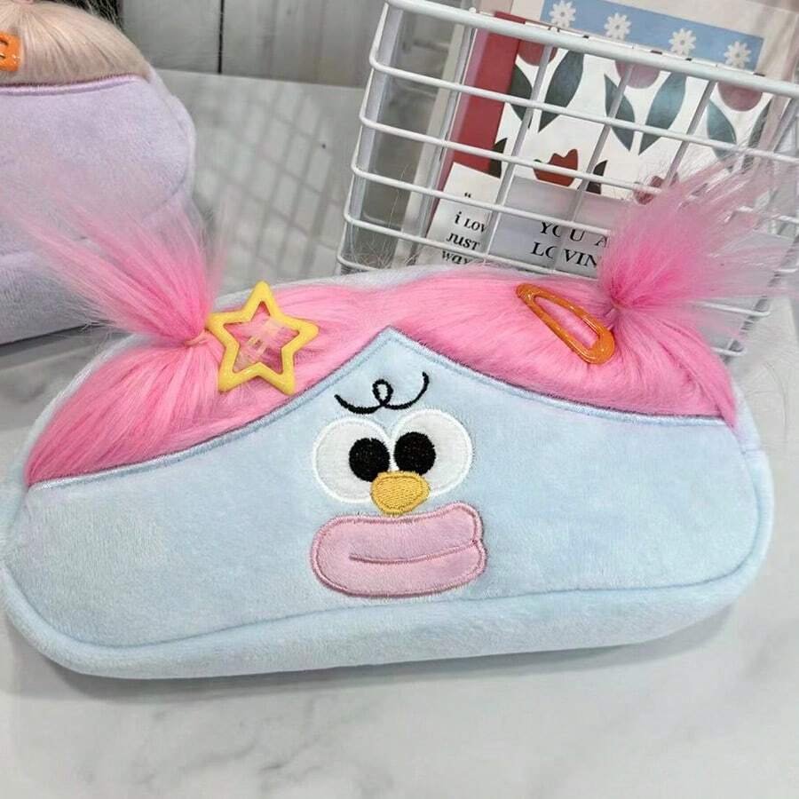 1pc Cute Cartoon Large Capacity Pencil Case, Japanese/Korean Student Pencil Box, Unisex Pencil Pouch, Multi-Functional Pencil Bag, Minimalist Pencil Case, Cosmetic Bag, Toiletry Bag, Back To School Supplies, Stationery Pouch, Pencil Bag, Backpack - Blue - View 1