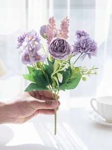 1 件/3 件人造玫瑰、绣球花、牡丹混合花束，婚礼新娘装饰，DIY 花环材料，生日派对，家居装饰，花瓶，户外花园，秋季，新年礼物