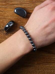 Pulsera de cuentas de pirita de energía original, pulsera de piedra de hematita natural para hombres, pulsera de bola de piedra de hematita y pirita, pulsera de cuidado de la salud y adelgazamiento, pulsera de piedra natural de hematita para hombres y mujeres, pulsera de bolas sin imán, pulsera de energía, chakra y yoga, nueva pulsera clásica de ónix negro de obsidiana natural para hombres, pulsera de piedra natural de ónix negro brillante hecha a mano, joyería de yoga y meditación al por mayor