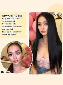 Clip In Hair Extensions 7PCS Hair Extensions Long Straight Hair Extensions Clip In Synthetic Fiber Soft Nature Hair Piece For Women Daily Use(Blonde)