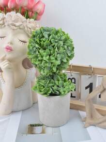 1入組9.06英寸春季人造仿真綠色植物盆栽，圓形綠葉盆栽植物，適用於家居桌面裝飾，辦公桌裝飾 - 綠植盆景擺飾 - 查看 4