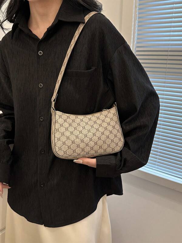 New Fashion Women Shoulder Bag Crossbody Bag Zipper Closure PU Leather Floral Print Fabric