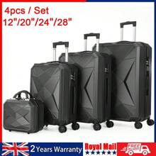 OYAJIA 4PCS Suitcase Set ABS Hard Shell Trolley Cabin 4 Wheels Light Travel Luggage Set - Black - View 1