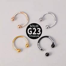 SENLANSP 1pc G23 Titanium Nose Septum Horseshoe Ring With Settings, Spiral Ear Plugs, Ear Cuff, Eyebrow, Lip Clip, Universal For And Women