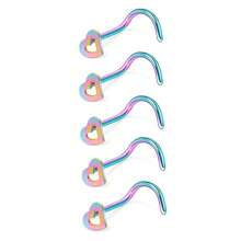 5 Stücke Nasenstecker-set Aus 316l Edelstahl Mit Cut Out Herz Für Frauen Und Mädchen, Hypoallergener Nasenstift Mit Schraube Für Den Körper, Piercingschmuck, Geeignet Für Das Tägliche Tragen Auf Partys