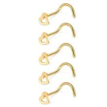 5 Stücke Nasenstecker-set Aus 316l Edelstahl Mit Cut Out Herz Für Frauen Und Mädchen, Hypoallergener Nasenstift Mit Schraube Für Den Körper, Piercingschmuck, Geeignet Für Das Tägliche Tragen Auf Partys