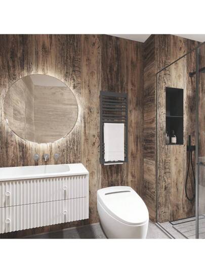 Roll Of 10m Grijs Wood Grain Self Adhesive Wallpaper Bruin DIY Waterproof Oil Proof Stickers Kitchen Easy To Take Care Removable Contact Paper Cabinets Tafel Tops Cabinet Doors Furniture Renovation Bedroom Living Room view 9