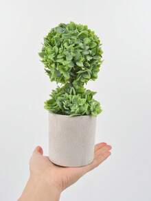 1入組9.06英寸春季人造仿真綠色植物盆栽，圓形綠葉盆栽植物，適用於家居桌面裝飾，辦公桌裝飾 - 綠植盆景擺飾 - 查看 5